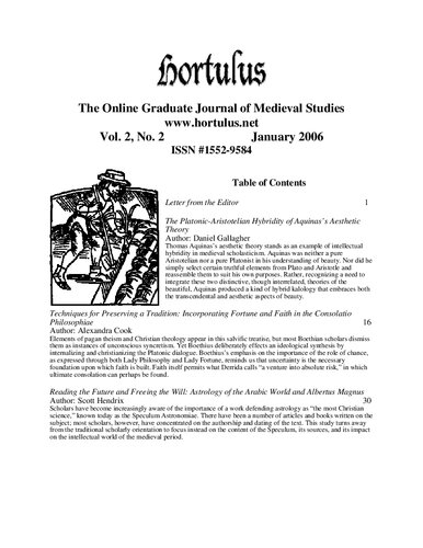 Hortulus: The Online Graduate Journal of Medieval Studies