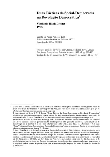 Duas tácticas da social-democracia na revolução democrática