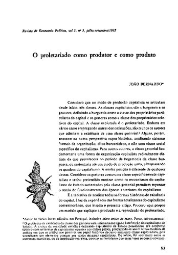 O proletariado como produtor e como produto