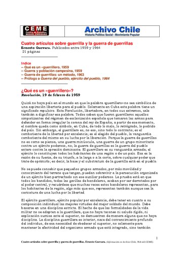 Cuatro artículos sobre guerrilla y la guerra de guerrillas