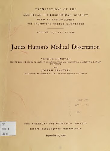 James Hutton’s Medical Dissertation