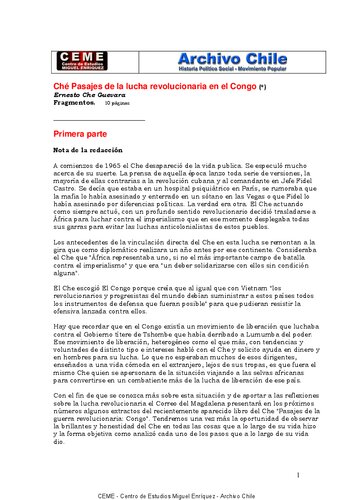 Pasajes de la lucha revolucionaria en el Congo