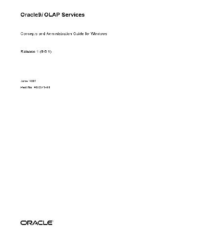 OracIe9i OLAP Services Concepts and Administration Guide for Windows