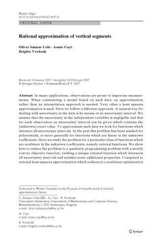 Rational approximation of vertical segments