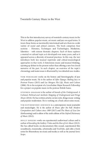 Twentieth-Century Music in the West: An Introduction