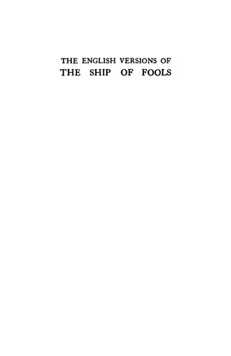 English Versions of the Ship of Fools: A Contribution to the History of the Early French Renaissance in England