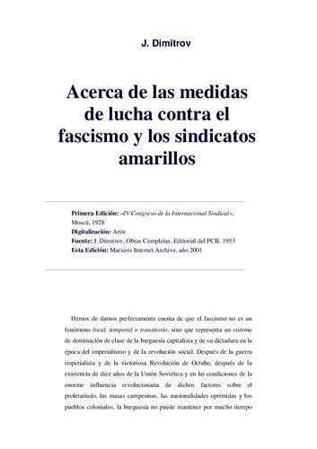 Acerca de las medidas de lucha contra el fascismo y los sindicatos amarillos