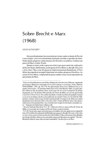 Sobre Brecht e Marx