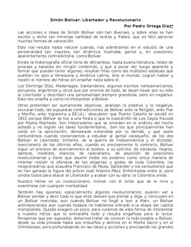Simón Bolívar: libertador y revolucionario