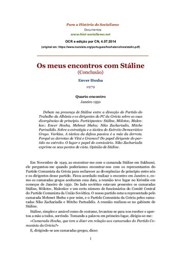 Os meus encontros com Stalin (conclusão)