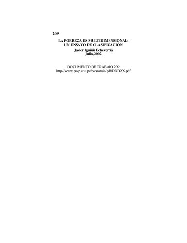La pobreza es multidimensional: un ensayo de clasificación