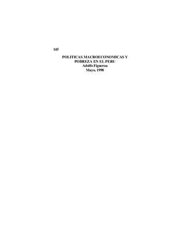 Políticas macroeconómicas y pobreza en el Perú