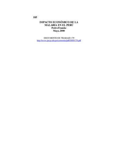 Impacto económico de la malaria en el Perú