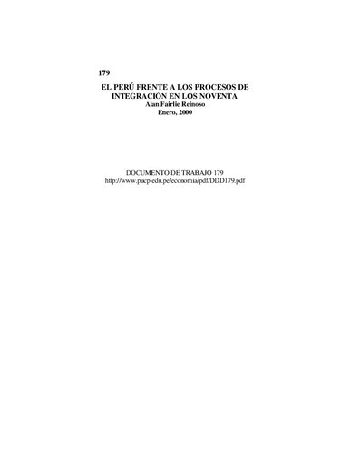 El Perú frente a los procesos de integración en los noventa