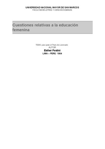 Cuestiones relativas a la educación femenina
