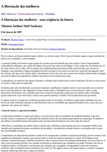 A libertação das mulheres