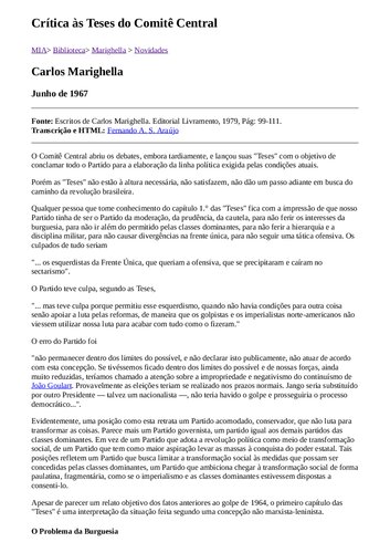 Crítica às teses do comitê central