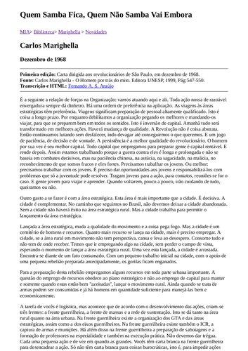 Quem samba fica, quem não samba vai embora