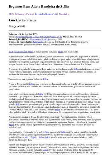 Ergamos bem alto a bandeira de Stalin