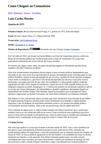 Como cheguei ao comunismo