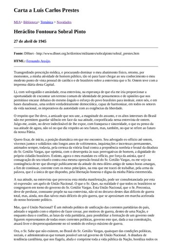 Carta a Luiz Carlos Prestes