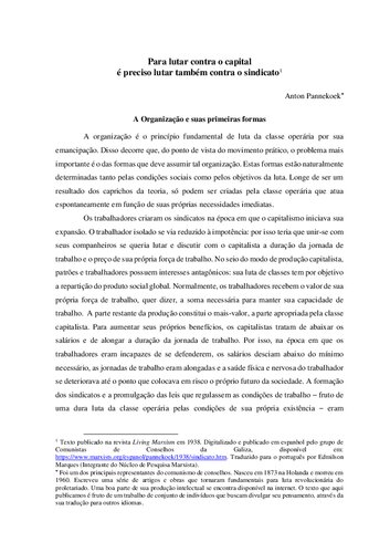 Para lutar contra o capital é preciso lutar também contra o sindicato