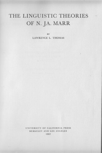 The Lingusitic Theories of N. Ja. Marr