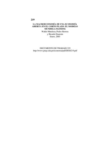 La macroeconomía de una economía abierta en el corto plazo: el modelo Mundell-Fleming