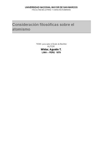 Consideración filosófica sobre el atomismo