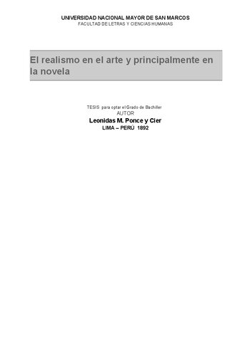 El realismo en el arte y principalmente en la novela