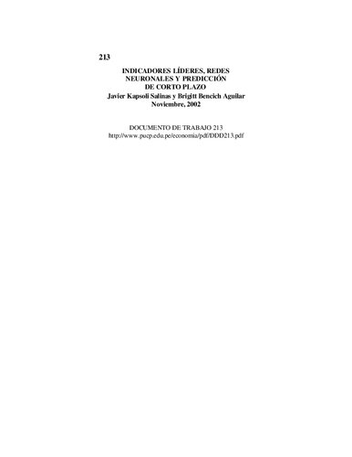Indicadores líderes, redes neuronales y predicción de corto plazo
