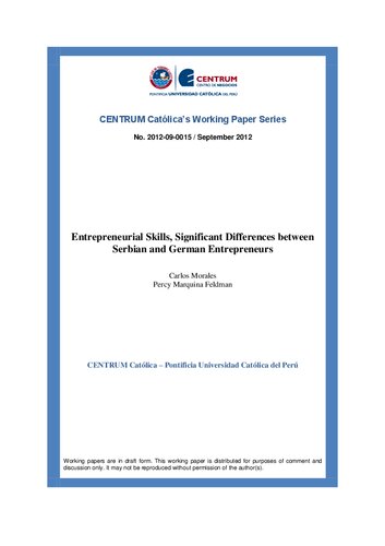 Entrepreneurial Skills, Significant Differences between Serbian and German Entrepreneurs