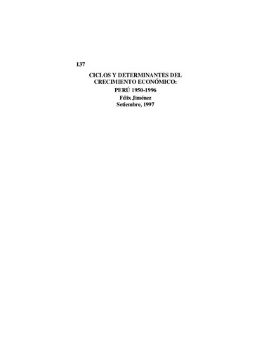 Ciclos y determinantes del crecimiento económico: Perú 1950-1996