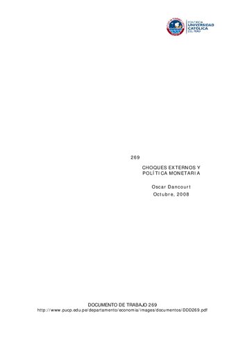 Choques externos y política monetaria