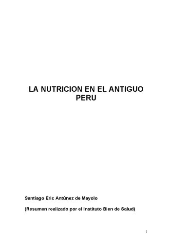 La nutrición en el Antiguo Perú