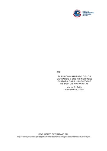El funcionamiento de los mercados y sus principales distorsiones: un enfoque de equilibrio parcial