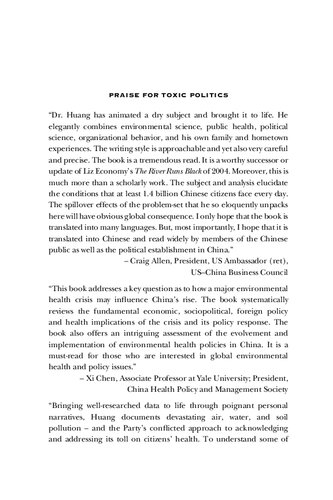 Toxic Politics: China's Environmental Health Crisis and its Challenge to the Chinese State