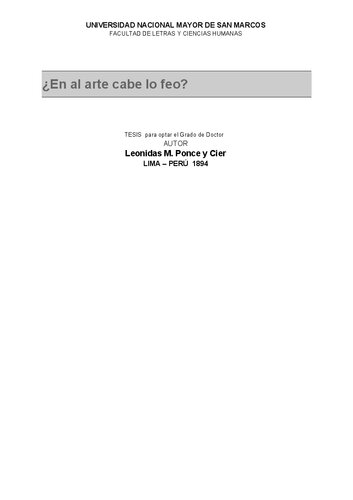 ¿En el arte cabe lo feo?