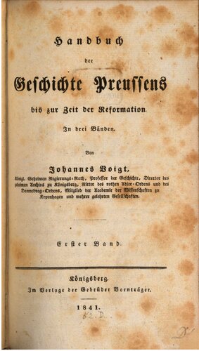 Handbuch der Geschichte Preußens bis zur Zeit der Reformation