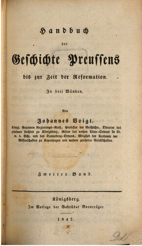 Handbuch der Geschichte Preußens bis zur Zeit der Reformation