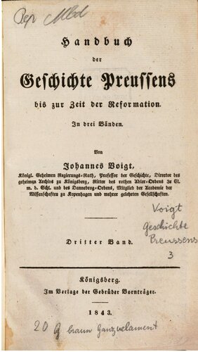 Handbuch der Geschichte Preußens bis zur Zeit der Reformation