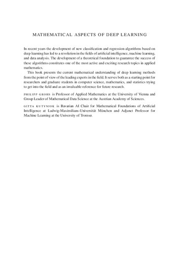 Mathematical Aspects of Deep Learning