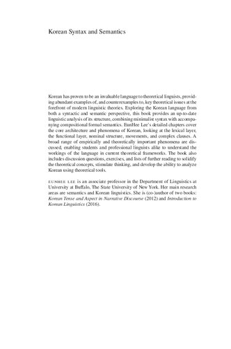 Korean Syntax and Semantics