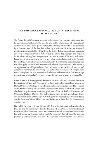 The Principles and Practice of International Aviation Law