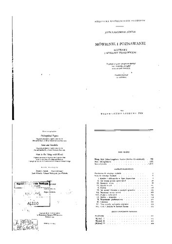 Mówienie i poznawanie. Rozprawy i wykłady filozoficzne