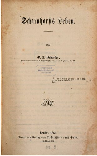 Scharnhorsts Leben