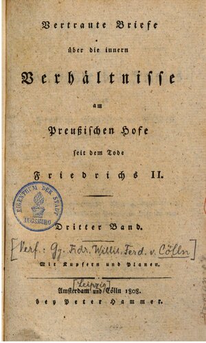 Beitrag zur Geschichte des Krieges in Preußen, Schlesien und Pohlen [Polen] in den Jahren 1806 und 1807