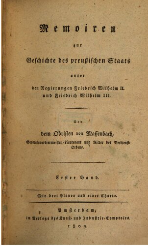 Memoiren zur Geschichte des Preußischen Staates unter den Regierungen Friedrich Wilhelm II. und Friedrich Wilhelm III.