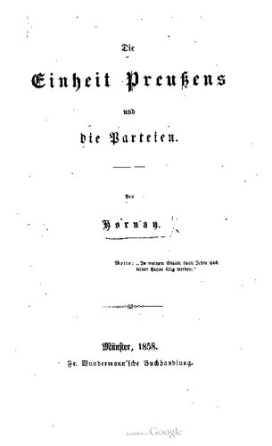 Die Einheit Preußens und die Parteien