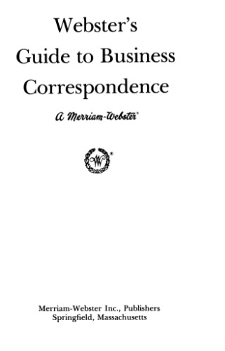 Merriam-Webster's Guide to Business Correspondence